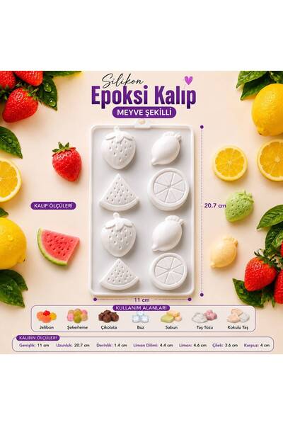 Şenhomee Silikon Kalıp Epoksi kalıp meyveler jelibon çikolata sabun buz kokul...