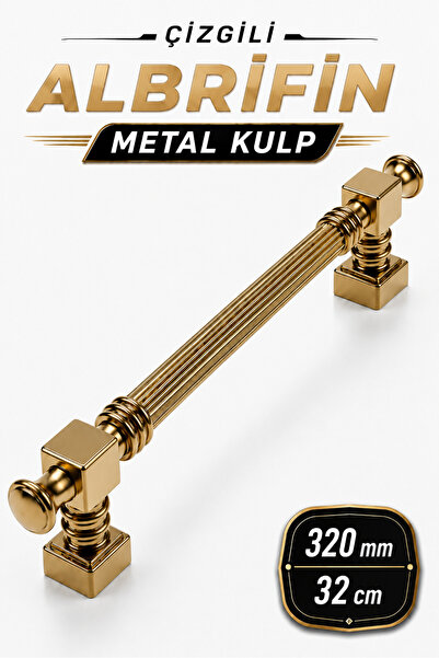 Badem10 Albrifin 320 mm 32 cm Çizgili Metal Modern Kulp Mobilya Dolap Çekmece...