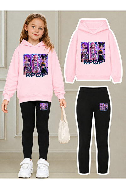 Cevval Girl's Crew Neck Sweatshirt and Leggings Set