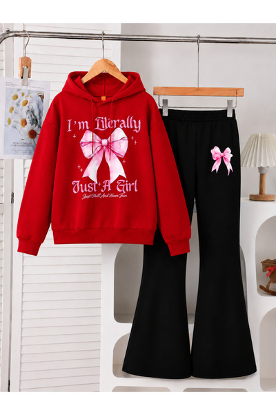 Cevval Girl's Hooded Sweatshirt and Spanish-Cut Leggings Set