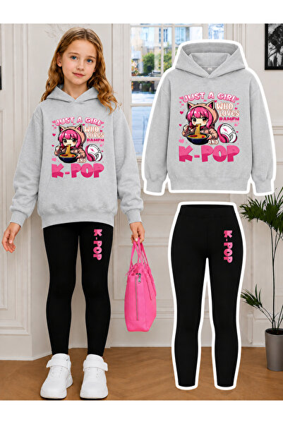 Cevval Girl's Crew Neck Sweatshirt and Leggings Set