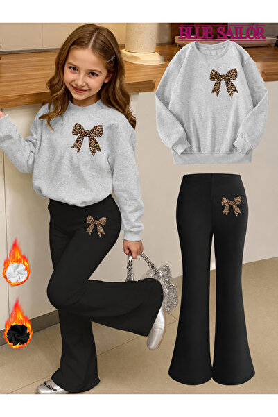 Cevval Girl's Crew Neck Sweatshirt and Spanish-Cut Leggings Set