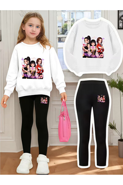 Cevval Girl's Crew Neck Sweatshirt and Leggings Set