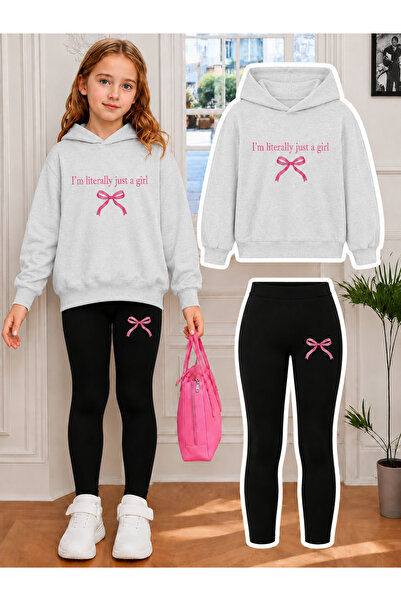 Cevval Girl's Crew Neck Sweatshirt and Leggings Set
