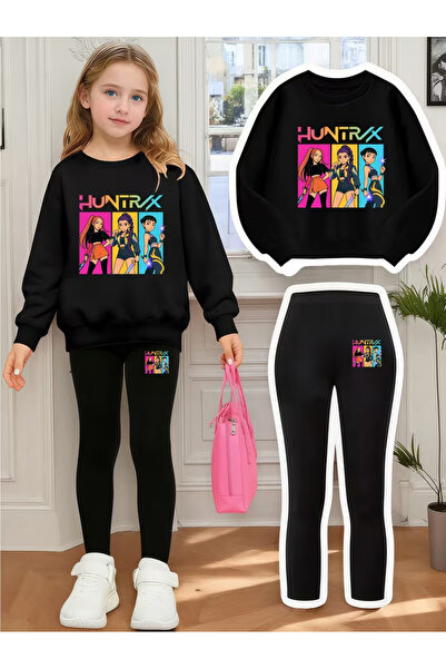 Cevval Girl's Crew Neck Sweatshirt and Leggings Set