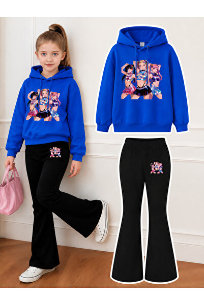 Cevval Girl's Hooded Sweatshirt and Spanish-Cut Leggings Set