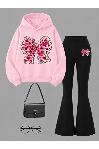 Cevval Girl's Hooded Sweatshirt and Spanish-Cut Leggings Set