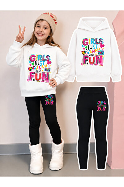 Cevval Girl's Crew Neck Sweatshirt and Leggings Set