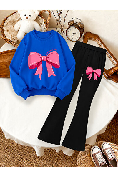 Cevval Girl's Crew Neck Sweatshirt and Spanish-Cut Leggings Set