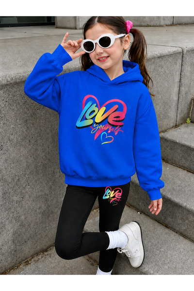 Cevval Girl's Crew Neck Sweatshirt and Leggings Set