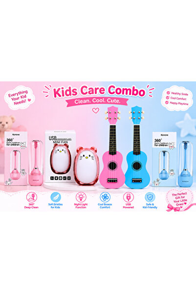 MegArya 21 Inch Pink and Blue Ukulele Kids Care Combo Set with 2 Electric Too...