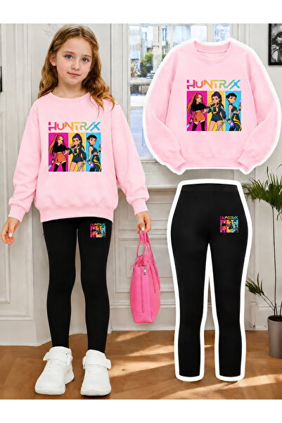 Cevval Girl's Crew Neck Sweatshirt and Leggings Set