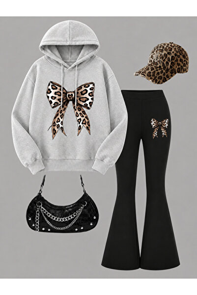 Cevval Girl's Hooded Sweatshirt and Spanish-Cut Leggings Set