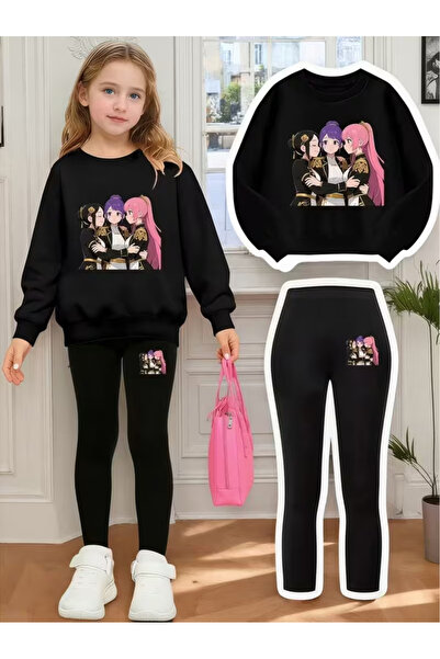 Cevval Girl's Crew Neck Sweatshirt and Leggings Set