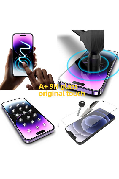 GrandMobile Kit de protecție ecran din sticlă HD, Nouă aplicație pentru îndepărtarea ușoară a prafului pentru iPhone 14 Pro Max