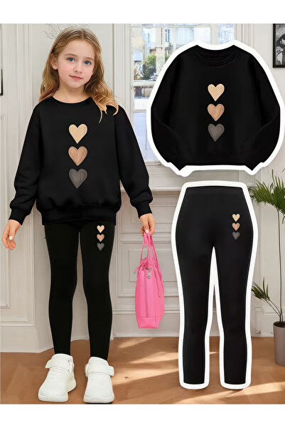 Cevval Girl's Crew Neck Sweatshirt and Leggings Set