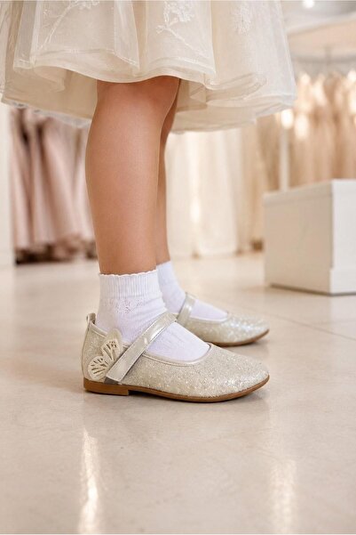 BYŞ Moda Orthopedic Supported Girls' Daily Ballet Shoes with Butterfly Detail