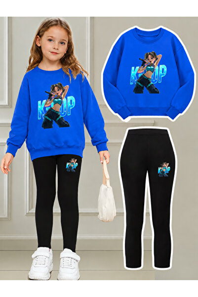 Cevval Girl's Crew Neck Sweatshirt and Leggings Set
