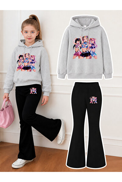 Cevval Girl's Hooded Sweatshirt and Spanish-Cut Leggings Set