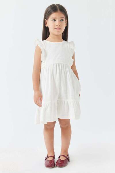 PAULMARK Girls' Sleeveless Ruffle Detailed Dress