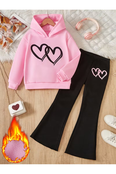 Cevval Girl's Hooded Sweatshirt and Spanish-Cut Leggings Set