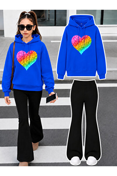 Cevval Girl's Hooded Sweatshirt and Spanish-Cut Leggings Set
