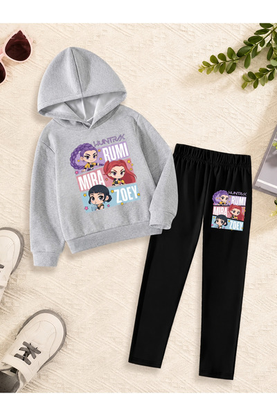 Cevval Girl's Crew Neck Sweatshirt and Leggings Set