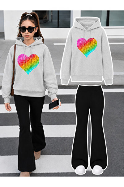 Cevval Girl's Hooded Sweatshirt and Spanish-Cut Leggings Set