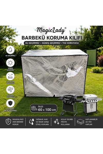 Magiclady Metalize Mangal Barbekü Koruma Kılıfı 100x60x60 cm Su Geçirmez Toz ...