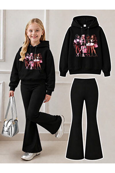 Cevval Girl's Hooded Sweatshirt and Spanish-Cut Leggings Set
