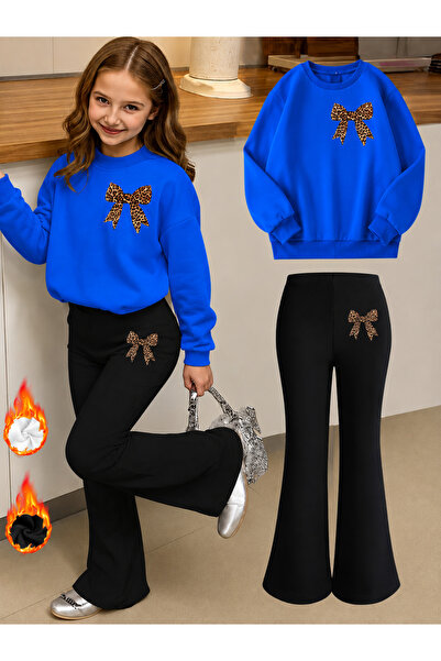 Cevval Girl's Crew Neck Sweatshirt and Spanish-Cut Leggings Set