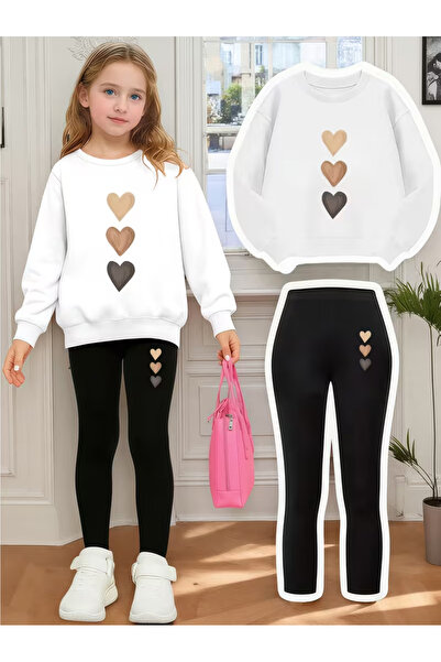 Cevval Girl's Crew Neck Sweatshirt and Leggings Set