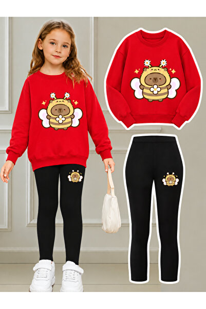 NIMBLECO Girl's Crew Neck Sweatshirt and Leggings Set