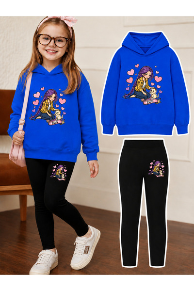 Cevval Girl's Crew Neck Sweatshirt and Leggings Set
