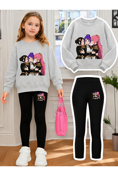 Cevval Girl's Crew Neck Sweatshirt and Leggings Set