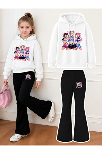 Cevval Girl's Hooded Sweatshirt and Spanish-Cut Leggings Set