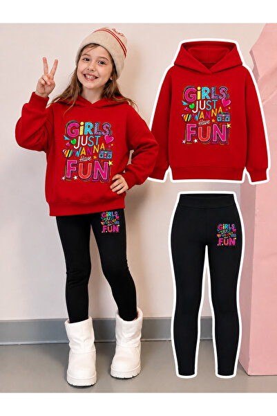 Cevval Girl's Crew Neck Sweatshirt and Leggings Set