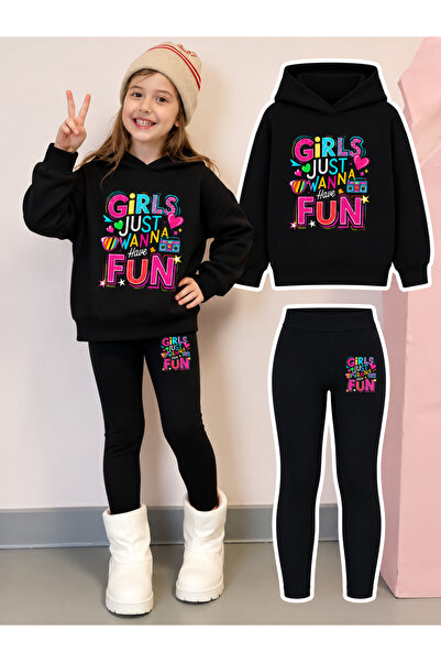 Cevval Girl's Crew Neck Sweatshirt and Leggings Set