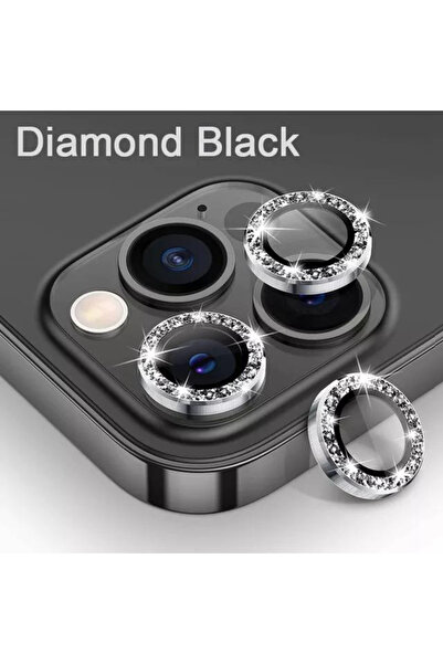 GrandMobile Protecție cameră stil diamant negru pentru iPhone 12