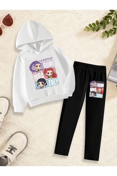 Cevval Girl's Crew Neck Sweatshirt and Leggings Set