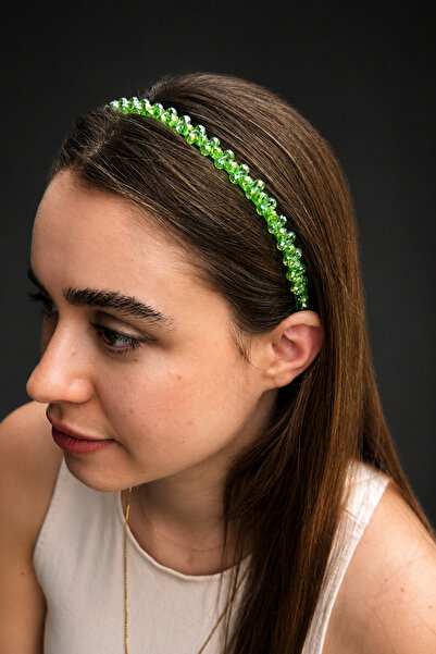ByMerve Bym569-1 Children's Green Crystal Stone Thin Metal Hair Crown Evening...