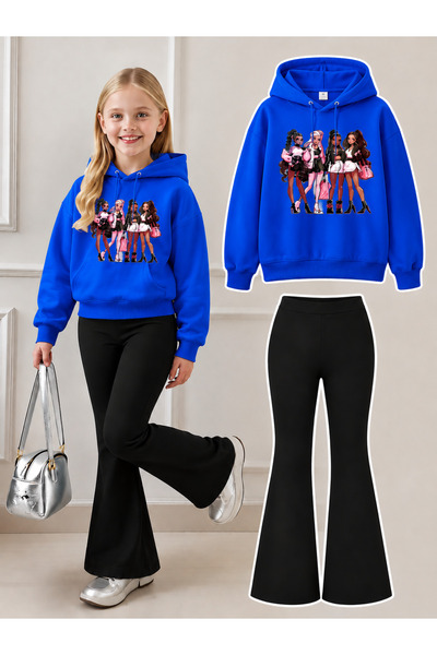 Cevval Girl's Hooded Sweatshirt and Spanish-Cut Leggings Set