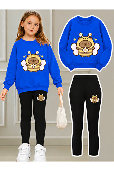 ROOSTER GOLD Girl's Crew Neck Sweatshirt and Leggings Set