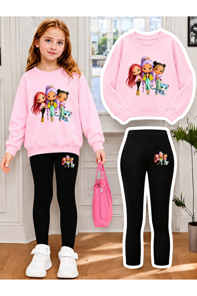 Cevval Girl's Crew Neck Sweatshirt and Leggings Set