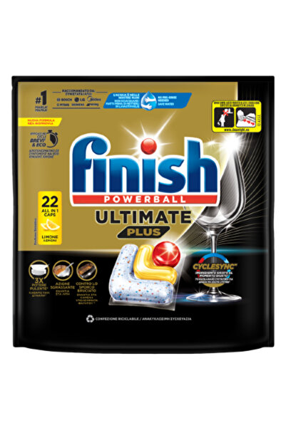 Finish Ultimate Plus Όλα σε Ένα με Άρωμα Λεμονιού 22 Κάψουλες Πλυντηρίου Πιάτ...