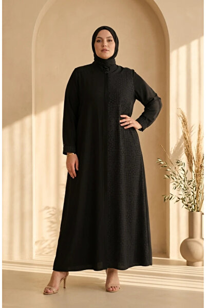 sefamerve Large Size Geometric Patterned Buhara Fabric Ferace 6375-07 Black
