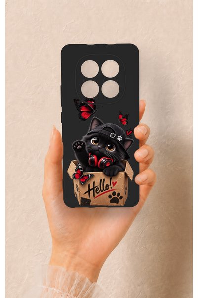 Vip Case حافظة سيليكون متوافقة مع هاتف REDMI NOTE 15 4G بنمط Hello Cat