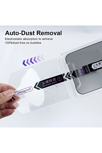 GrandMobile Kit de protecție ecran auto anti-spion cu aliniere automată și autocurățare pentru iPhone 13/ 13 Pro/ 14/ 16E/ 17E