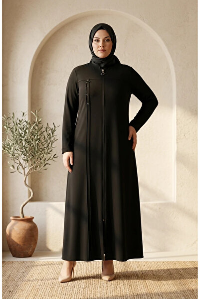 sefamerve Plus Size Ring Detailed Robe 6401-07 Black