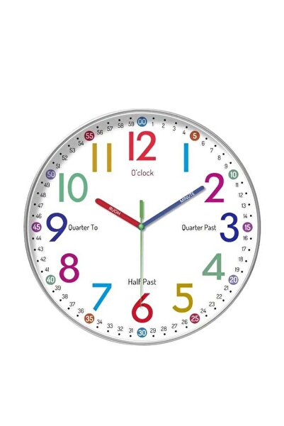 Generic Educational Wall Clock for Kids, Learn to Tell Time, Colorful Numbers